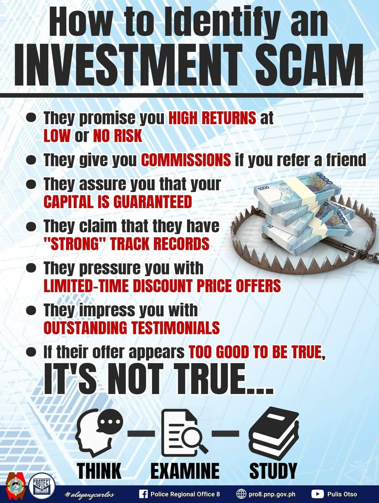 SCAM ALERT:
 Don't be a victim to investment scams, invest y...