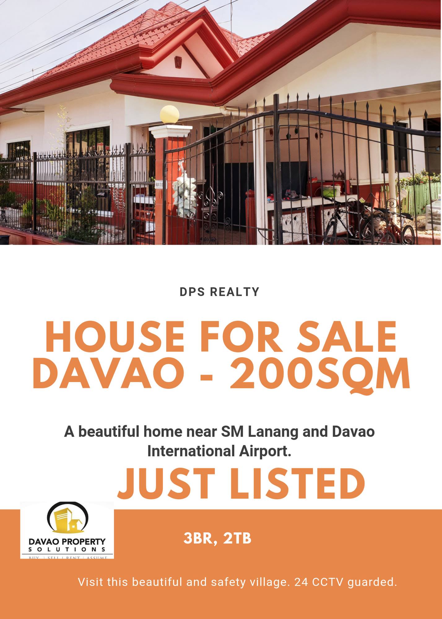 Just listed.
 Lot Area: 200sqm
 Floor Area: 90sqm
 3BR 2TB
 ...