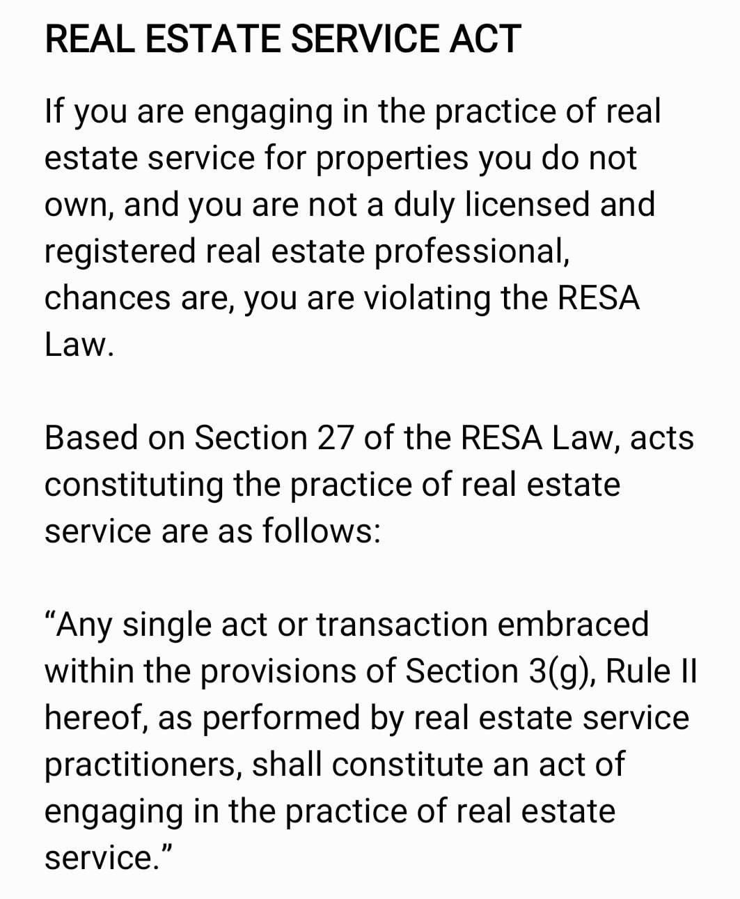 Real Estate Service Act of The Philippines
 R.E.S.A Law 9646...