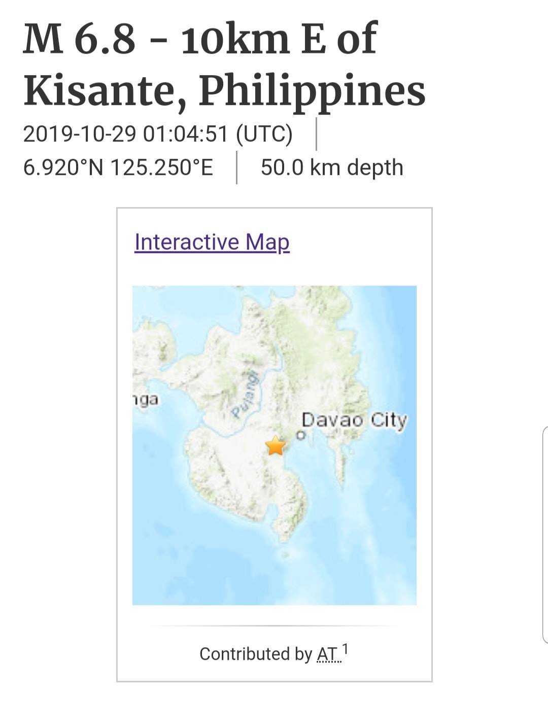 Earthquake in Mindanao, Philippines