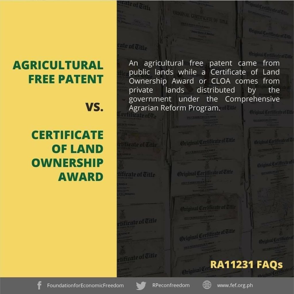 Check your Agricultural Land Title. 
 Is it a free patent? 
...