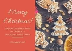 Bild könnte enthalten: Essen, Text „Merry Christmas! SEASONS GREETINGS FROM THE DPS REALTY SALVADOR-CORTES FAMILY DECEMBER 2020“