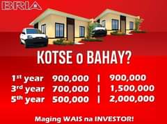 Bild könnte enthalten: Text „BRI KOTSE O BAHAY? st year 3rd year 5th year 900,000 700,000 500,000 900,000 1,500,000 2,000,000 Maging WAIS na INVESTOR!“