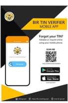 Ist möglicherweise ein Bild von Telefon, Bildschirm und Text „ELISISIES PHILIPPINES BIR TIN VERIFIER MOBILE APP BIR Verifier Forgot your TIN? Validate or inquire online using your mobile phone. SCAN ME BUREAU OF INTERNAL REVENUE TIN Verifier http://onelink.to/birmobiletin Google Play Download on App Store (Coming soon) @birgovph https://fb.com/birgovph www.bir.gov.ph“