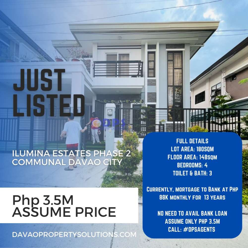 4 Bedrooms House for Assume in a High End Guarded Subdivision Ilumina Estates Davao City