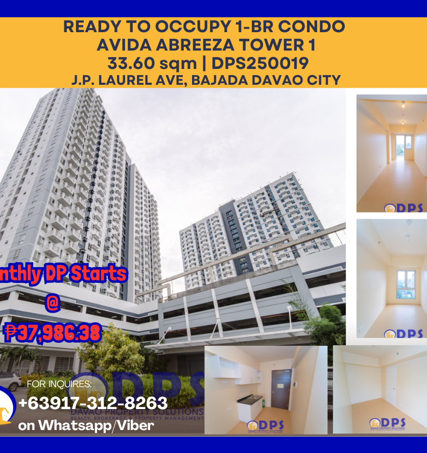 DPS250019 Unit 1712 AVIDA ABREEZA TOWERS CONDO - Davao Property Solutions