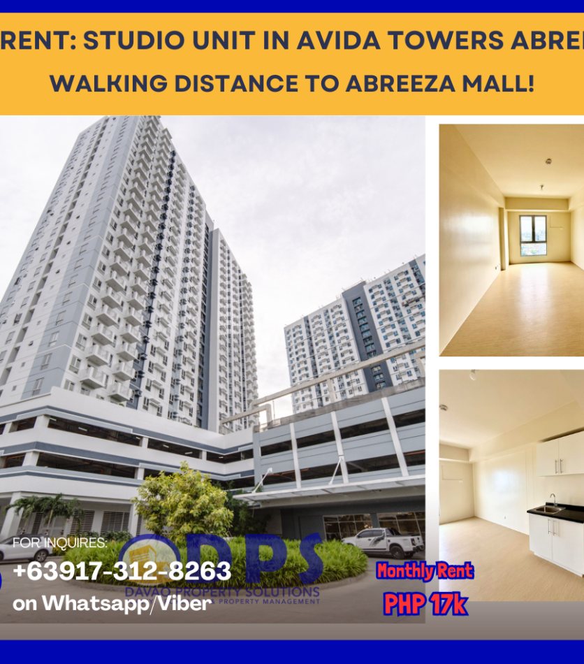 DPS250033 FOR RENT STUDIO UNIT IN AVIDA TOWERS ABREEZA UNIT 1719 - Davao Property Solutions