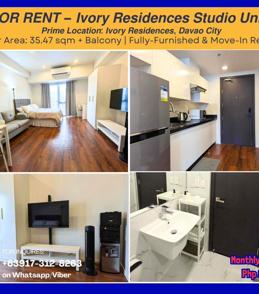 DPS250079 IVORY CONDO STUDIO FOR RENT - Davao Property Solutions