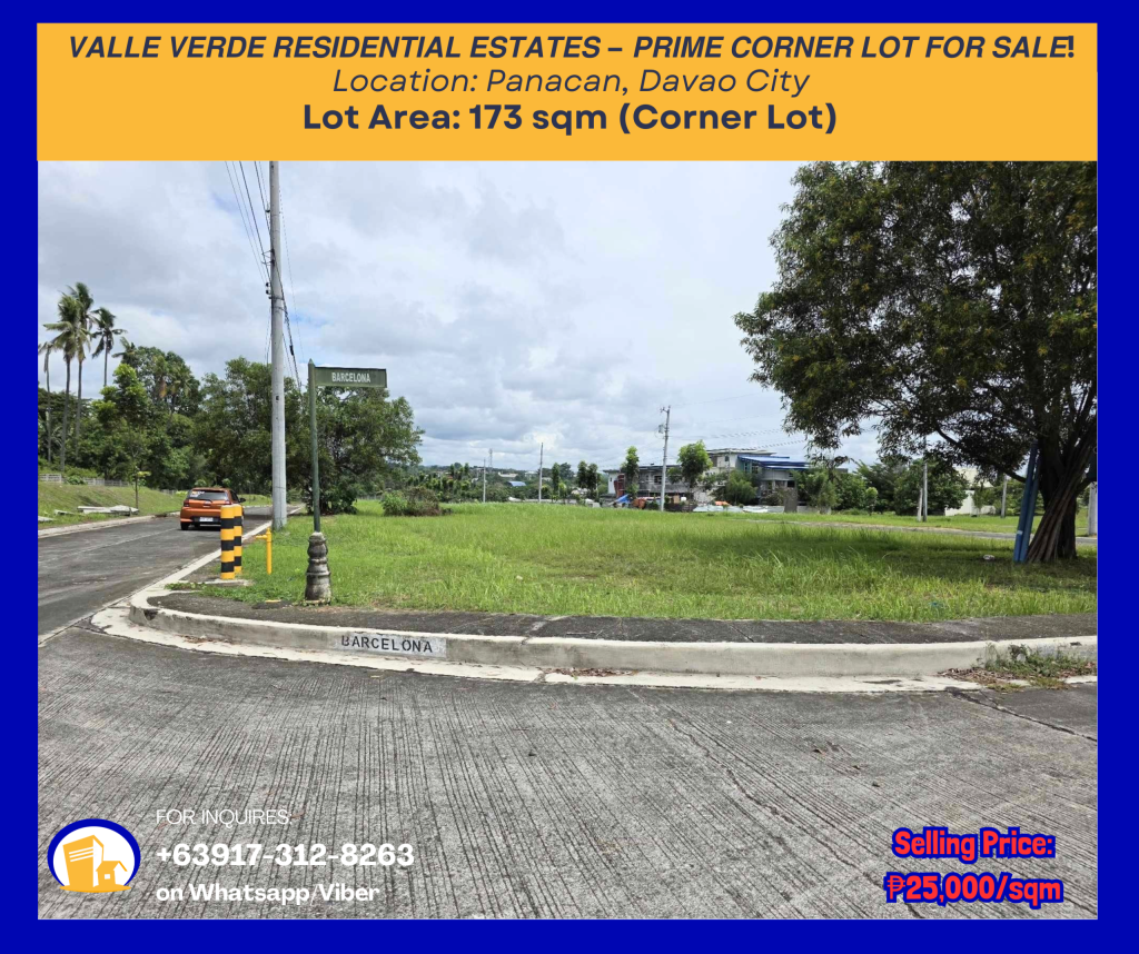 Valle Verde Residential Estates - Prime Corner Lot for Sale Davao City ...