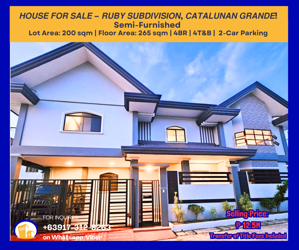 4-Bedroom House for Sale in Ruby Subdivision, Catalunan Grande, Davao ...