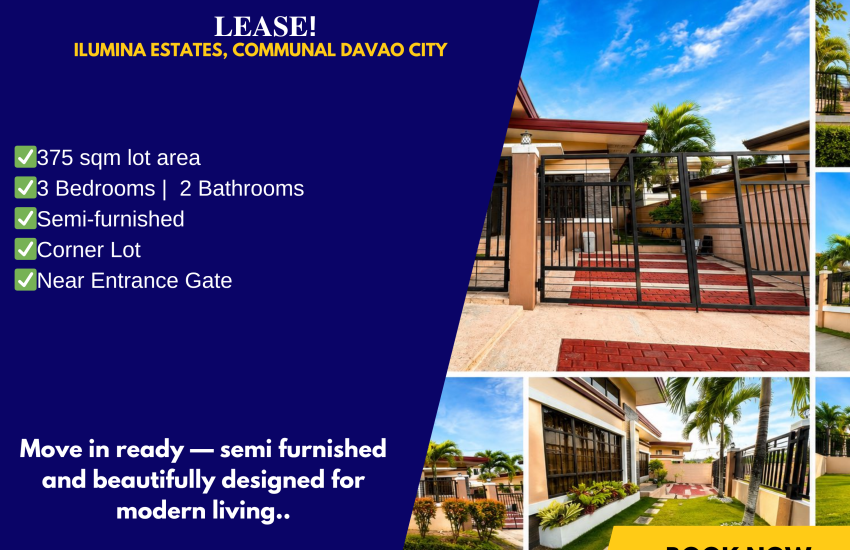 Home 1 DPS260033 CORNER HOUSE FOR RENT IN ILUMINA ESTATES BIG LOT AREA - Davao Property Solutions