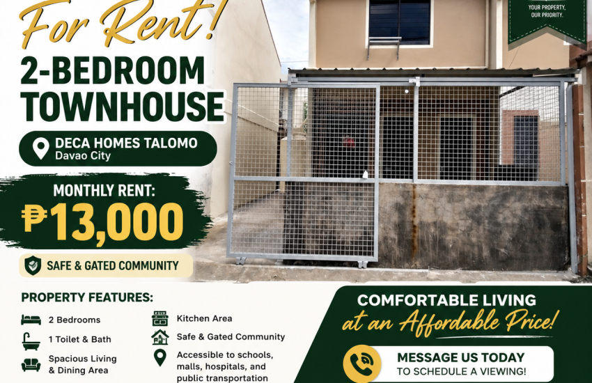 Home 11 DECA HOMES TALOMO FOR RENT TOWNHOUSE - Davao Property Solutions