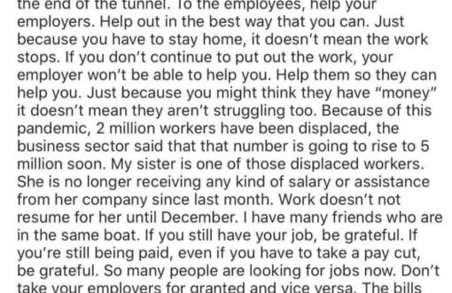 We have to be thankful if we still have work these days. Dea...