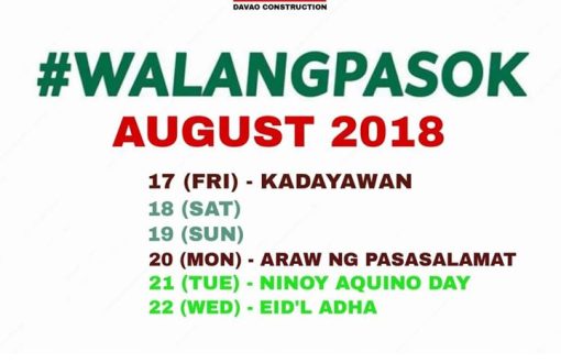 Confirmed! Long weekend...
CTTO: Davao Constructions