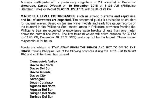 ADVISORY: Minor Sea Level Disturbances
 Stay away from the b...