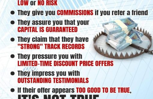 SCAM ALERT:
 Don't be a victim to investment scams, invest y...