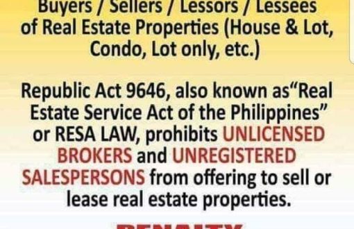 So the PUBLIC may know the Law on real estate service. 
 Are...