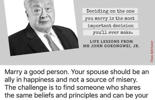Life Lessons from Mr. Gokongwei, Jr. 
 Rest in Peace
