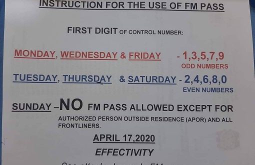 Schedule of Days when you can use the FM Pass in Davao City....